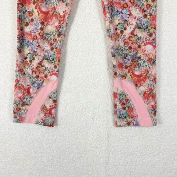 Lululemon Leggings Size 4 Pink Flowabunga Run Inspire Floral Print Cropped - Picture 2 of 10